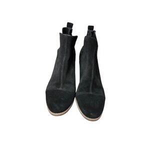 Toms Black Suede Leather Ankle Booties Heel Cutout Size‎ 9